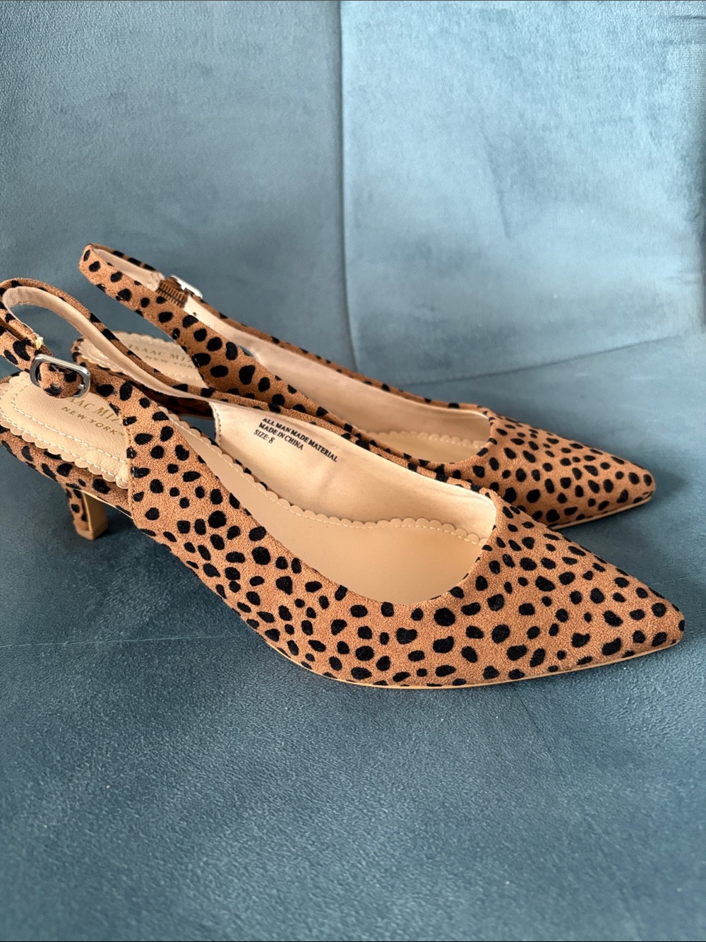 Isaac Mizrahi Leopard Print Slingback Kitten Heels - Tan/Black